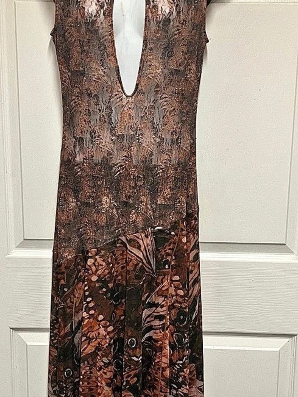 SHEIN Haiture Abstract Butterfly Animal
Print Sheer Mesh Midi Dress Size Large